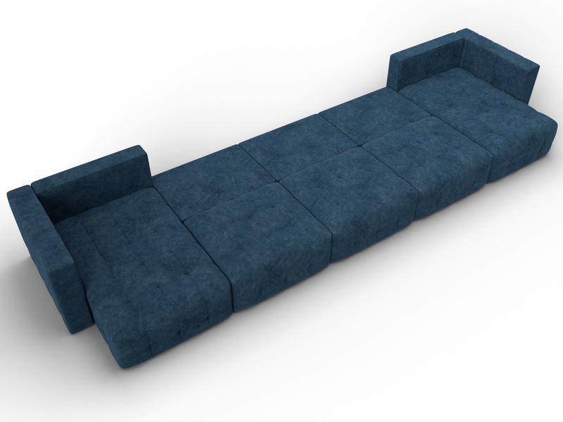 Диван П-образный Лига-052 НПБ МегаЛонг, Велюр, BRUT 11 синий