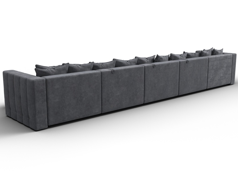 Диван П-образный Лига-052 НПБ МегаЛонг, Велюр, BRUT 16 темно-серый