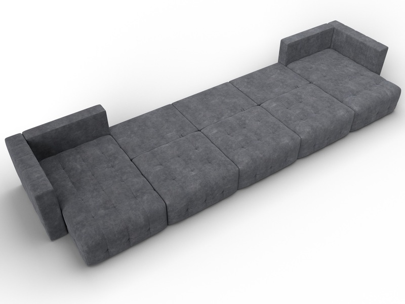 Диван П-образный Лига-052 НПБ МегаЛонг, Велюр, BRUT 16 темно-серый