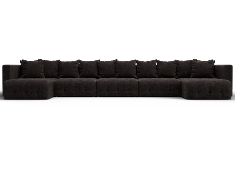 Диван П-образный Лига-052 НПБ МегаЛонг, Велюр, BRUT 17 коричневый