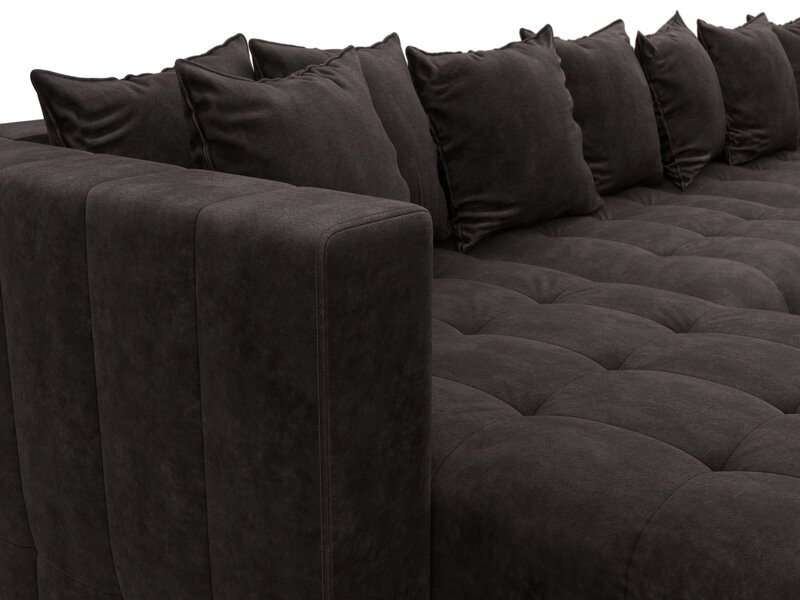 Диван П-образный Лига-052 НПБ МегаЛонг, Велюр, BRUT 17 коричневый