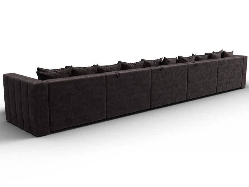 Диван П-образный Лига-052 НПБ МегаЛонг, Велюр, BRUT 17 коричневый