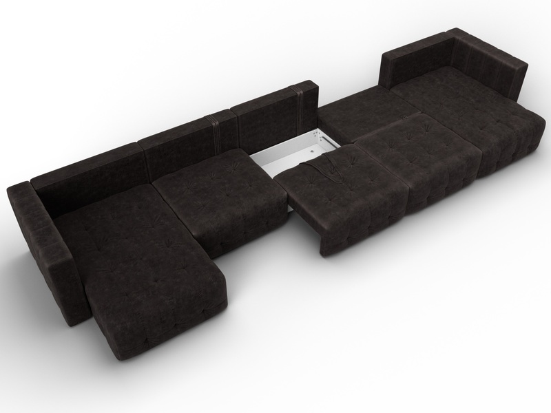 Диван П-образный Лига-052 НПБ МегаЛонг, Велюр, BRUT 17 коричневый