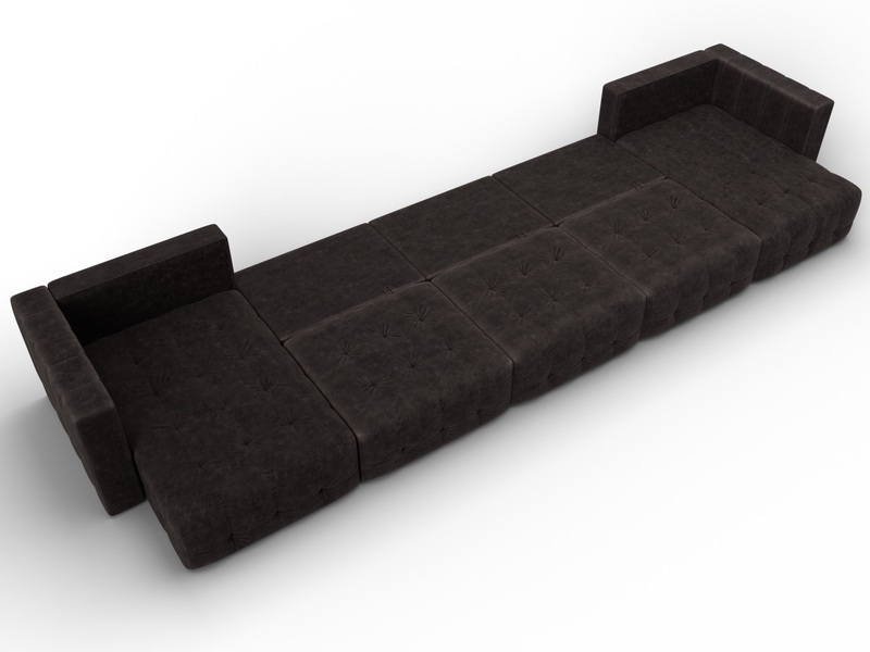 Диван П-образный Лига-052 НПБ МегаЛонг, Велюр, BRUT 17 коричневый