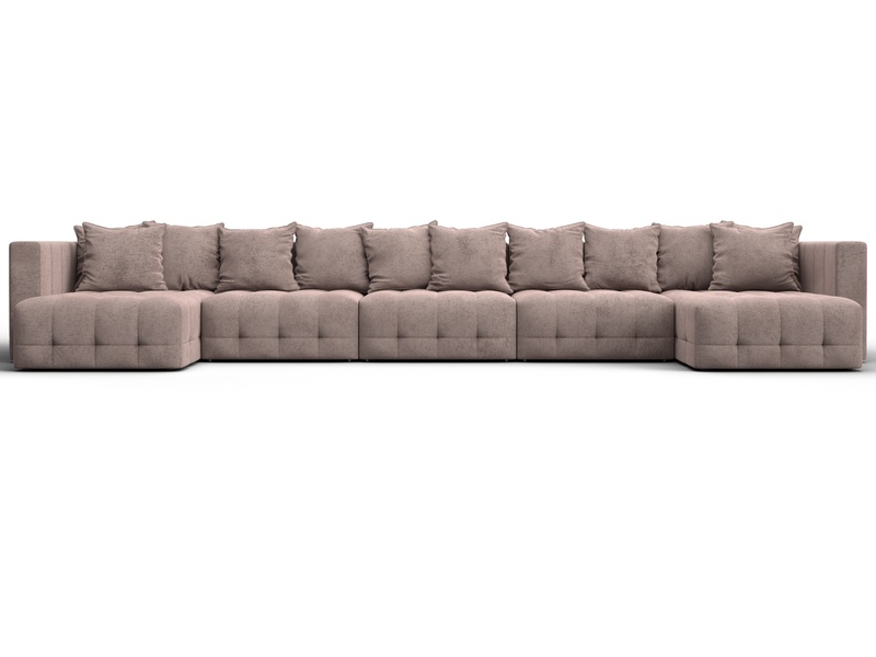 Диван П-образный Лига-052 НПБ МегаЛонг, Велюр, TOWER 05 бежевый