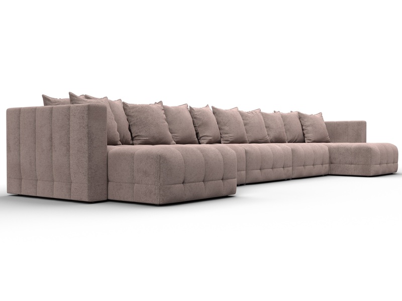 Диван П-образный Лига-052 НПБ МегаЛонг, Велюр, TOWER 05 бежевый