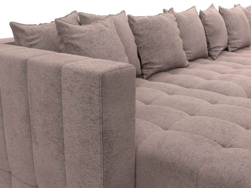 Диван П-образный Лига-052 НПБ МегаЛонг, Велюр, TOWER 05 бежевый