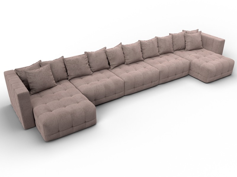 Диван П-образный Лига-052 НПБ МегаЛонг, Велюр, TOWER 05 бежевый