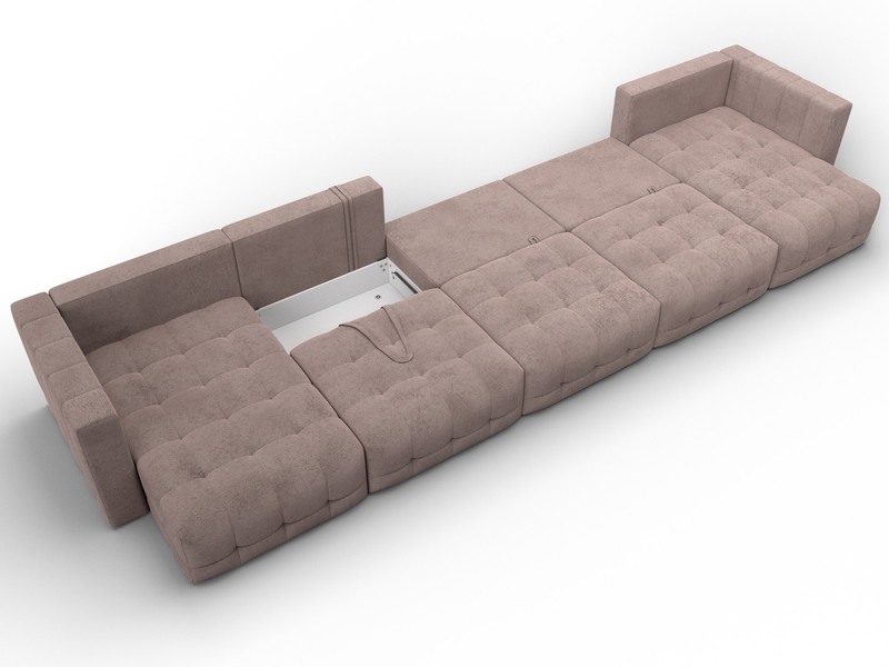 Диван П-образный Лига-052 НПБ МегаЛонг, Велюр, TOWER 05 бежевый