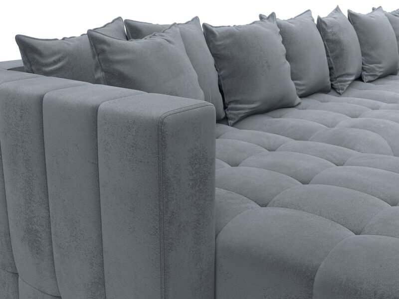 Диван П-образный Лига-052 НПБ МегаЛонг, Велюр, TOWER 10 серый