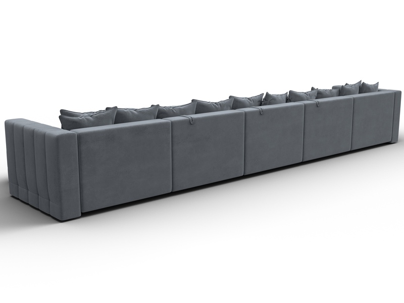 Диван П-образный Лига-052 НПБ МегаЛонг, Велюр, TOWER 10 серый