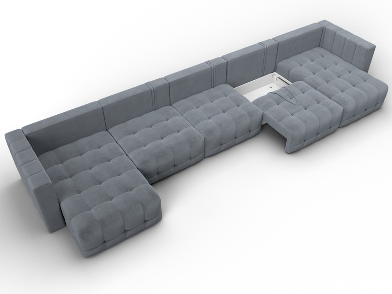 Диван П-образный Лига-052 НПБ МегаЛонг, Велюр, TOWER 10 серый