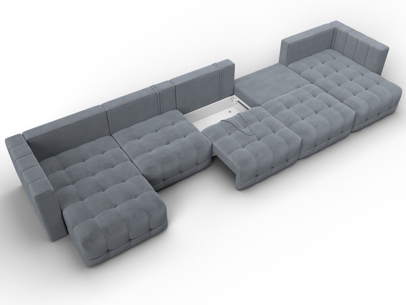 Диван П-образный Лига-052 НПБ МегаЛонг, Велюр, TOWER 10 серый