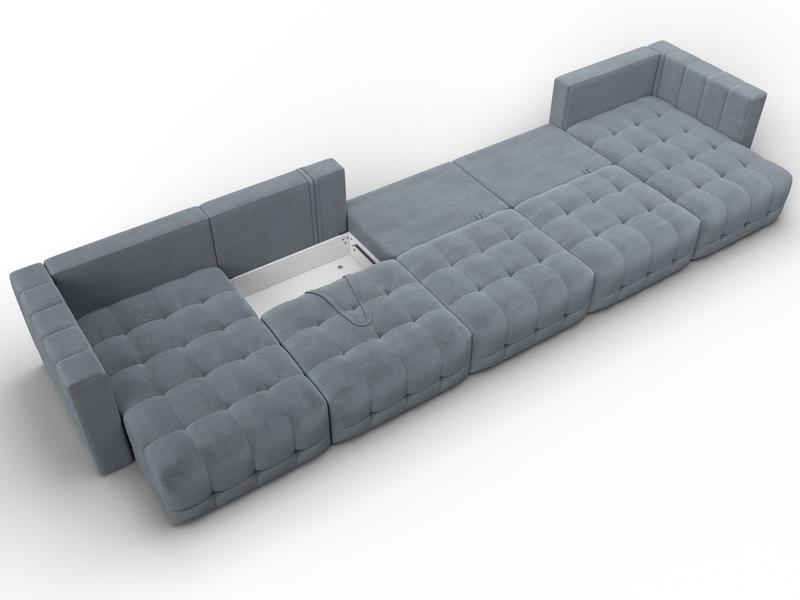 Диван П-образный Лига-052 НПБ МегаЛонг, Велюр, TOWER 10 серый