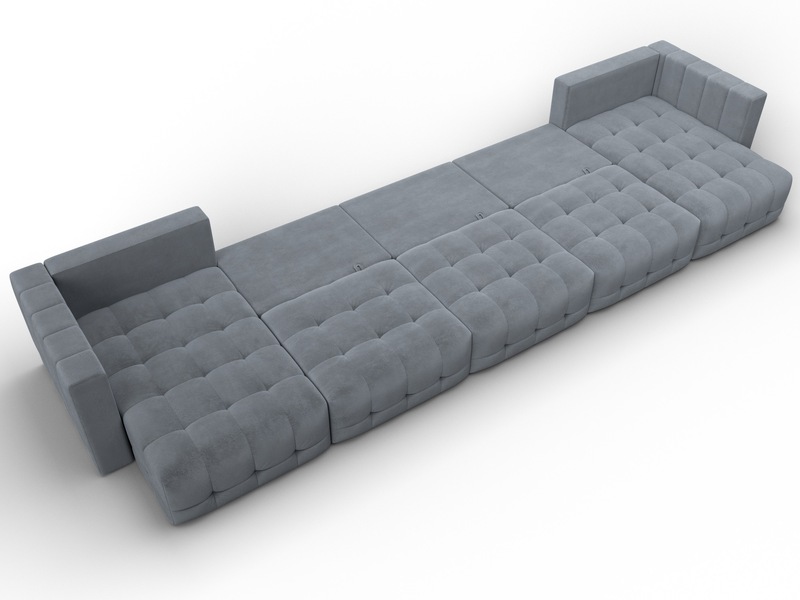 Диван П-образный Лига-052 НПБ МегаЛонг, Велюр, TOWER 10 серый