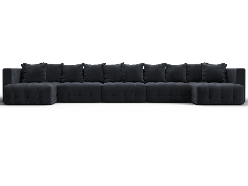 Диван П-образный Лига-052 НПБ МегаЛонг, Велюр, TOWER 11 темно-серый