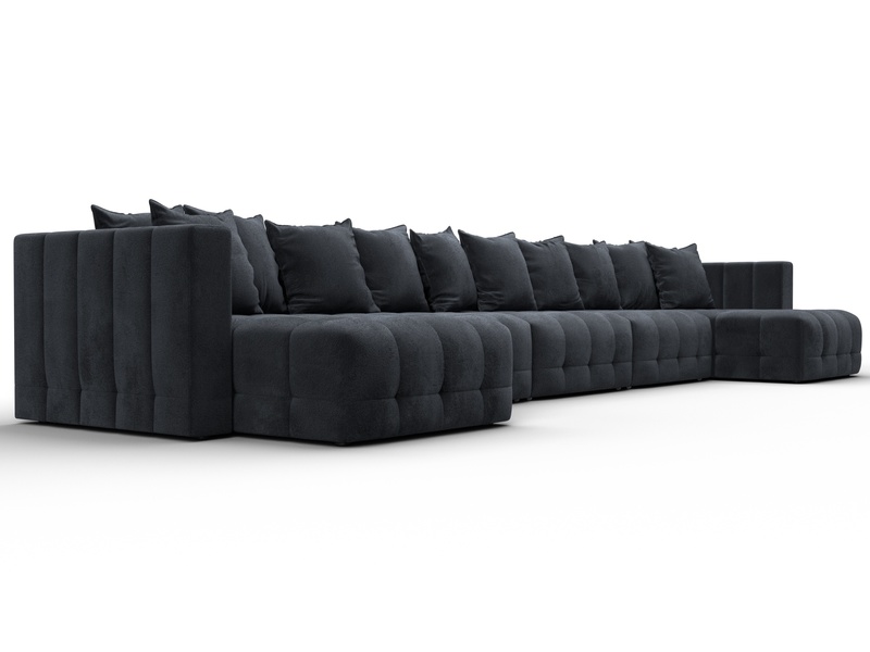 Диван П-образный Лига-052 НПБ МегаЛонг, Велюр, TOWER 11 темно-серый