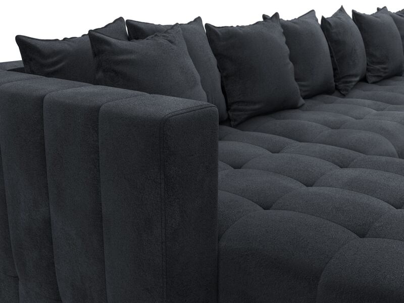 Диван П-образный Лига-052 НПБ МегаЛонг, Велюр, TOWER 11 темно-серый