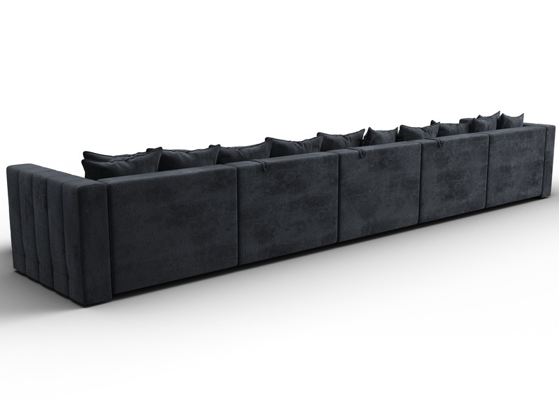 Диван П-образный Лига-052 НПБ МегаЛонг, Велюр, TOWER 11 темно-серый