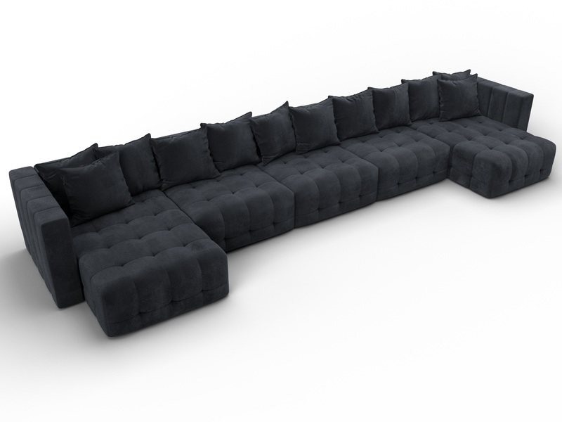 Диван П-образный Лига-052 НПБ МегаЛонг, Велюр, TOWER 11 темно-серый