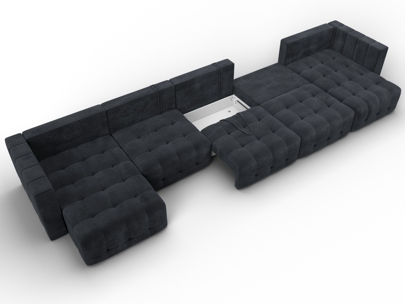 Диван П-образный Лига-052 НПБ МегаЛонг, Велюр, TOWER 11 темно-серый