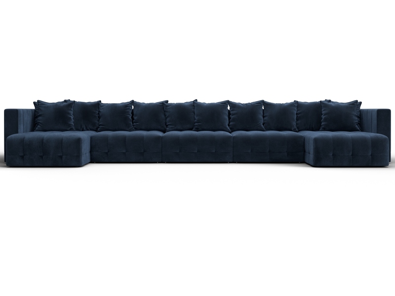 Диван П-образный Лига-052 НПБ МегаЛонг, Велюр, TOWER 13 синий