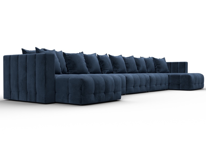 Диван П-образный Лига-052 НПБ МегаЛонг, Велюр, TOWER 13 синий