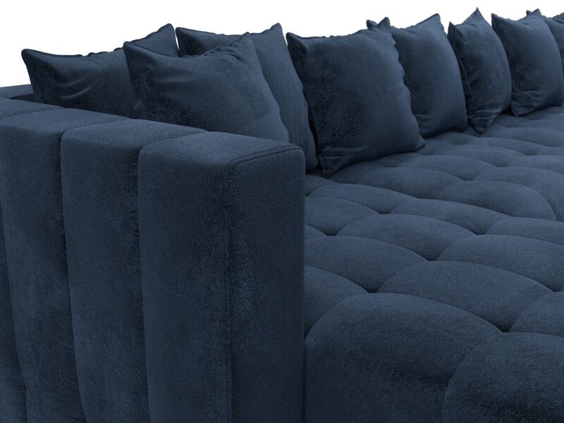 Диван П-образный Лига-052 НПБ МегаЛонг, Велюр, TOWER 13 синий