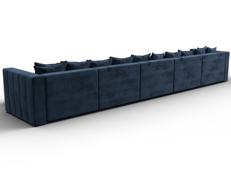 Диван П-образный Лига-052 НПБ МегаЛонг, Велюр, TOWER 13 синий