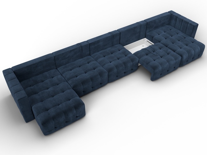 Диван П-образный Лига-052 НПБ МегаЛонг, Велюр, TOWER 13 синий