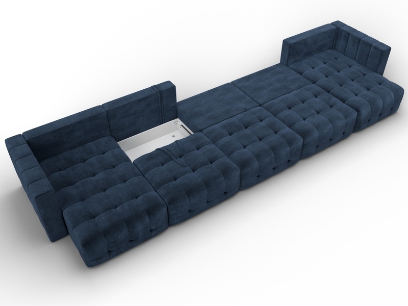 Диван П-образный Лига-052 НПБ МегаЛонг, Велюр, TOWER 13 синий