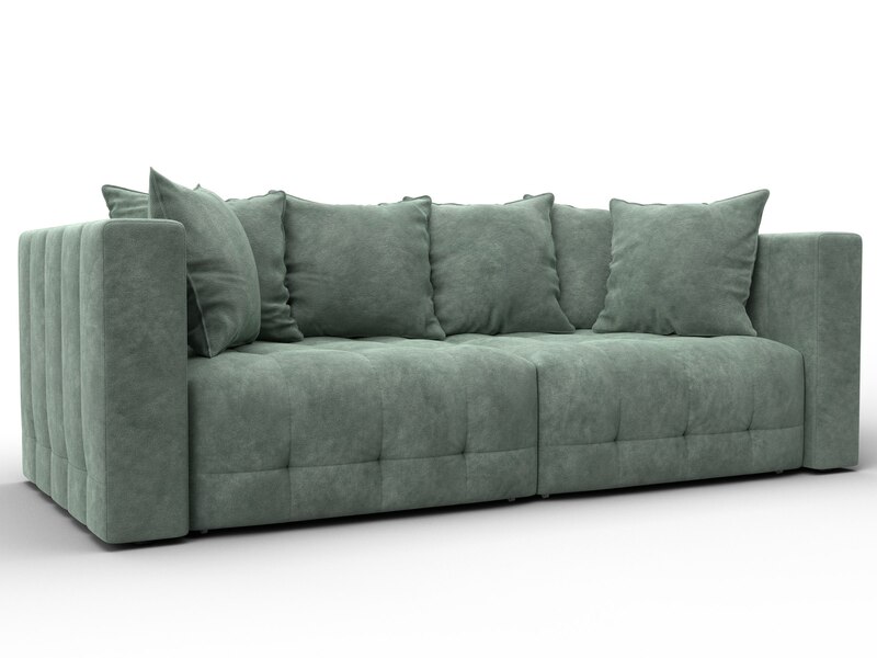 Диван прямой Лига-052 НПБ, Велюр, BRUT 08 зеленый