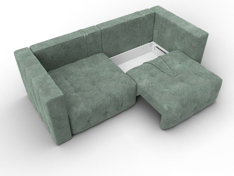 Диван прямой Лига-052 НПБ, Велюр, BRUT 08 зеленый