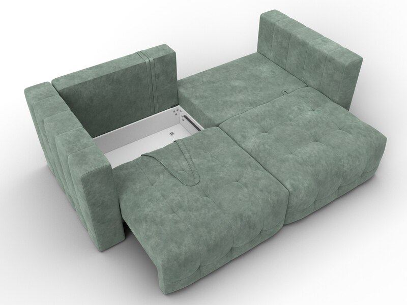 Диван прямой Лига-052 НПБ, Велюр, BRUT 08 зеленый