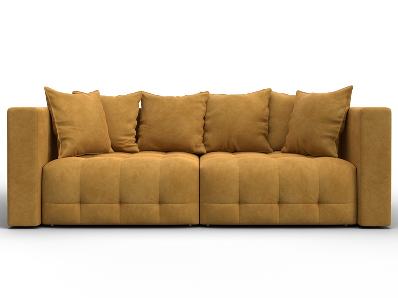 Диван прямой Лига-052 НПБ, Велюр, BRUT 10 желтый