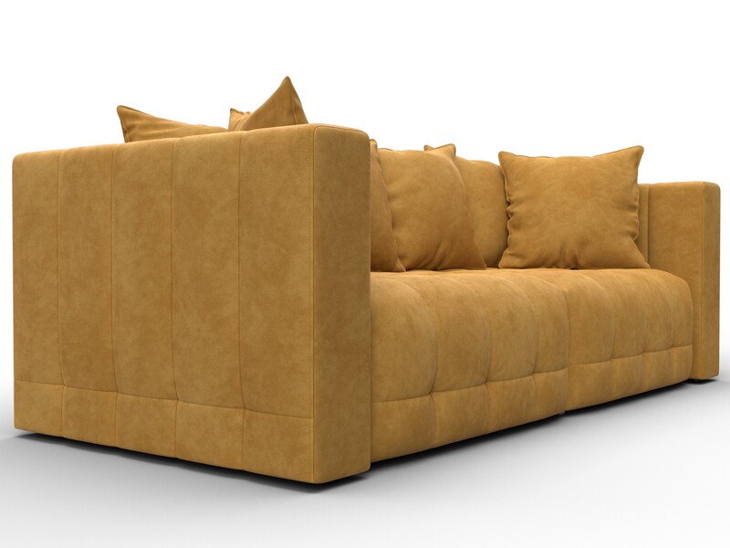 Диван прямой Лига-052 НПБ, Велюр, BRUT 10 желтый