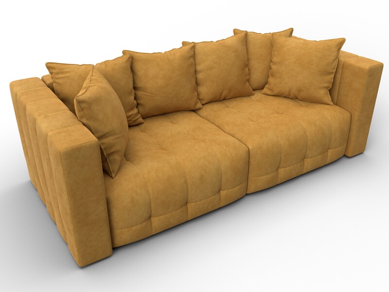 Диван прямой Лига-052 НПБ, Велюр, BRUT 10 желтый