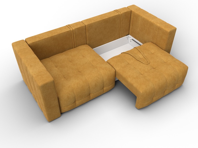 Диван прямой Лига-052 НПБ, Велюр, BRUT 10 желтый