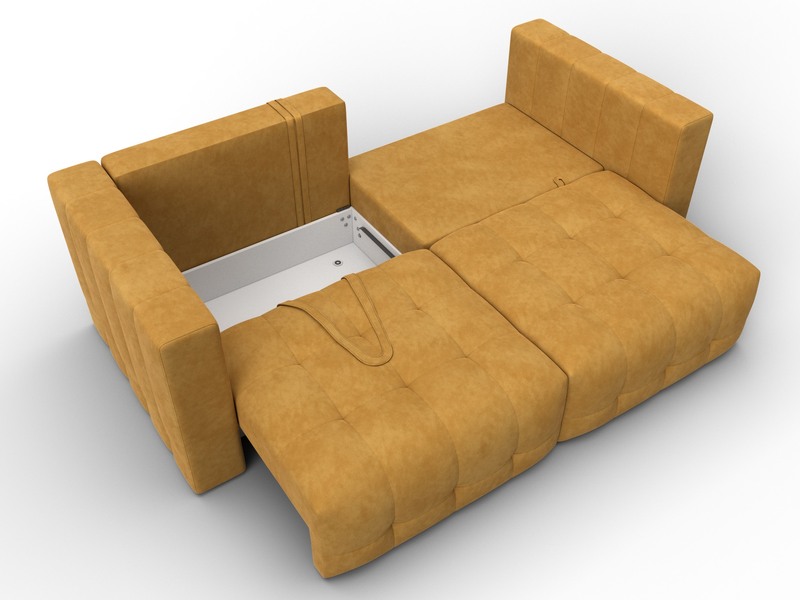 Диван прямой Лига-052 НПБ, Велюр, BRUT 10 желтый