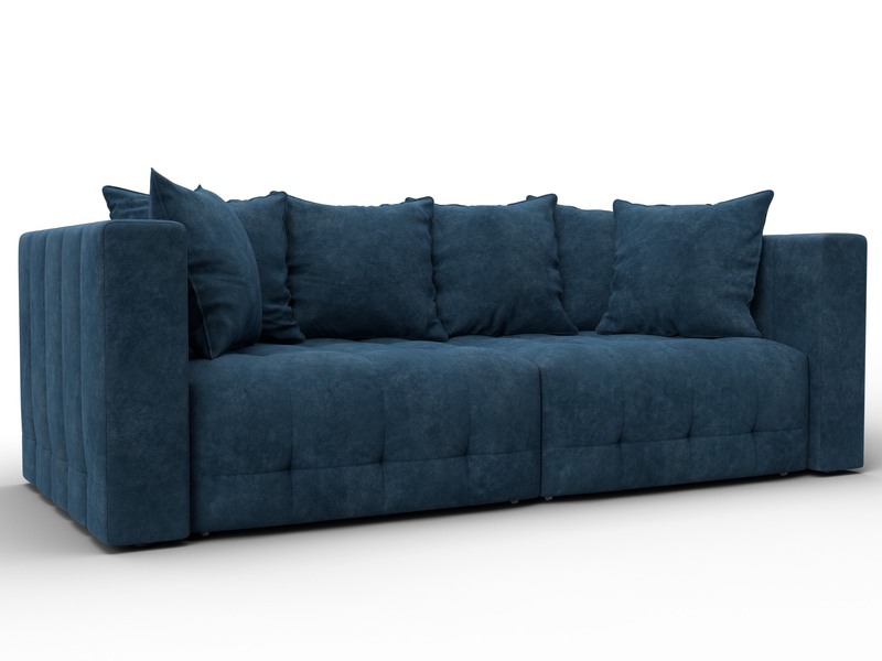 Диван прямой Лига-052 НПБ, Велюр, BRUT 11 синий