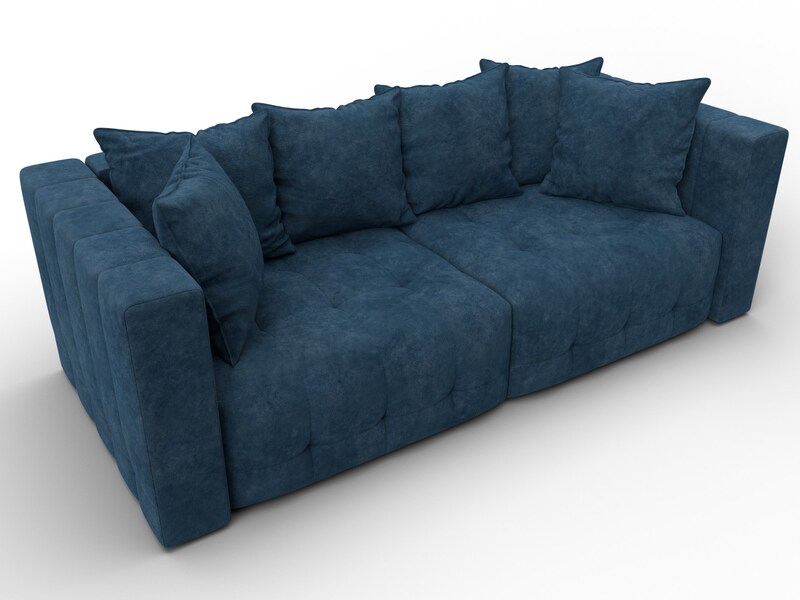 Диван прямой Лига-052 НПБ, Велюр, BRUT 11 синий