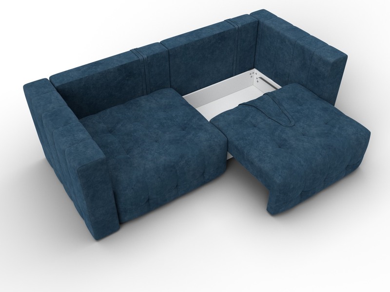 Диван прямой Лига-052 НПБ, Велюр, BRUT 11 синий