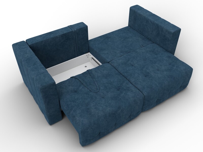 Диван прямой Лига-052 НПБ, Велюр, BRUT 11 синий