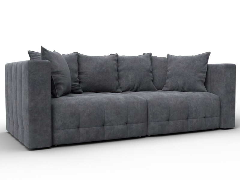 Диван прямой Лига-052 НПБ, Велюр, BRUT 16 темно-серый