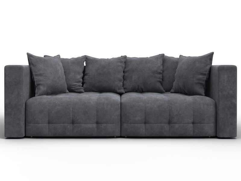 Диван прямой Лига-052 НПБ, Велюр, BRUT 16 темно-серый