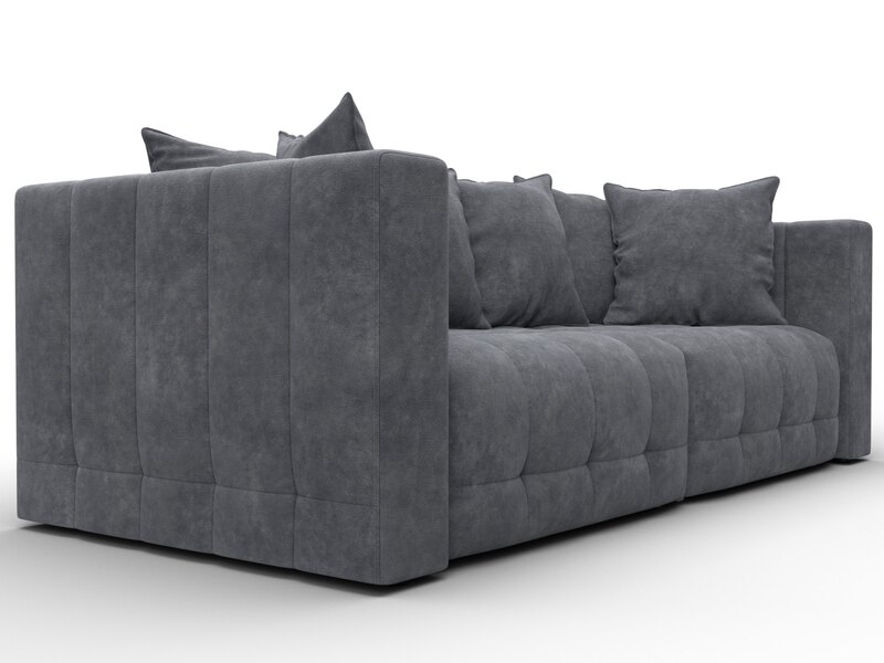 Диван прямой Лига-052 НПБ, Велюр, BRUT 16 темно-серый