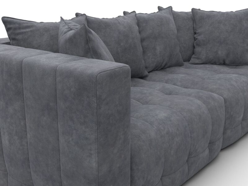 Диван прямой Лига-052 НПБ, Велюр, BRUT 16 темно-серый