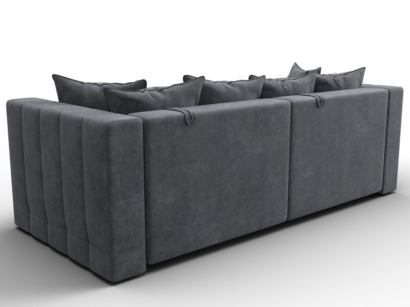 Диван прямой Лига-052 НПБ, Велюр, BRUT 16 темно-серый