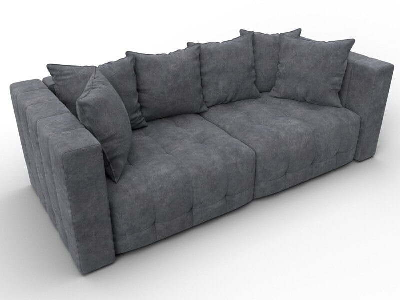 Диван прямой Лига-052 НПБ, Велюр, BRUT 16 темно-серый