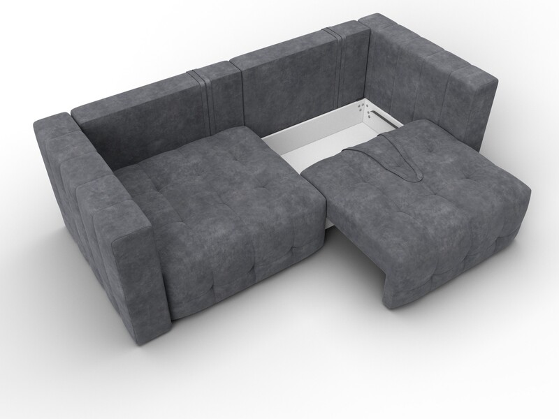 Диван прямой Лига-052 НПБ, Велюр, BRUT 16 темно-серый